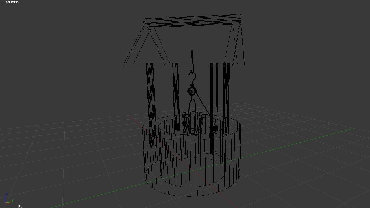 Stone Well Low-poly 3D model_7