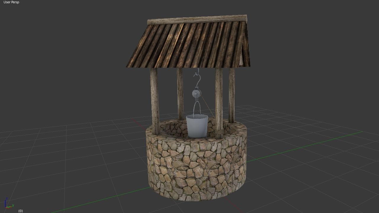 Stone Well Low-poly 3D model_6