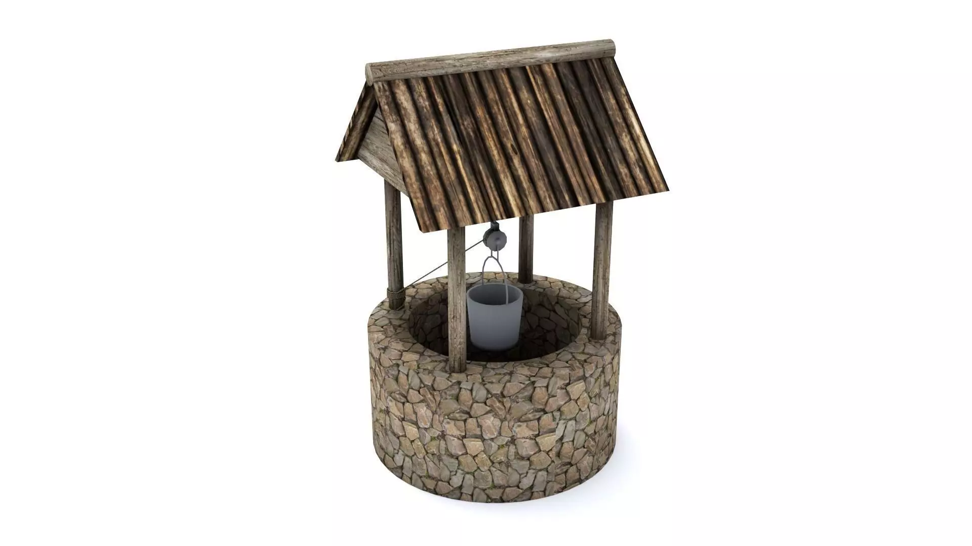 Stone Well Low-poly 3D model_0