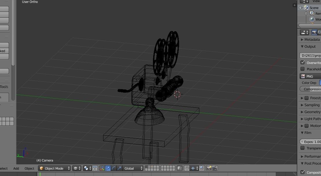 3D Projector Model movie on wooden table Low-poly 3D model_5