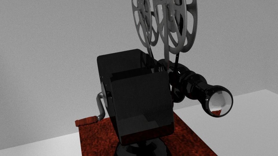 3D Projector Model movie on wooden table Low-poly 3D model_1