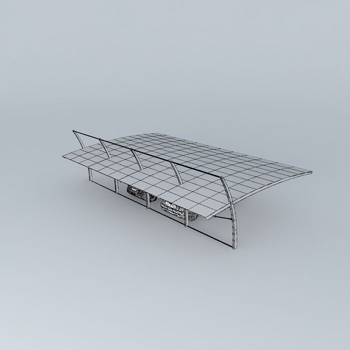 kanopi2 two cars parked under carport Free 3D model_4