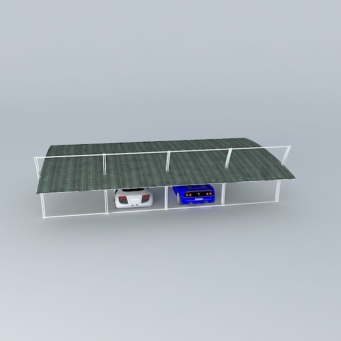 kanopi2 two cars parked under carport Free 3D model_2