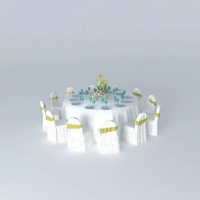 Feast table and chair Free 3D model_0
