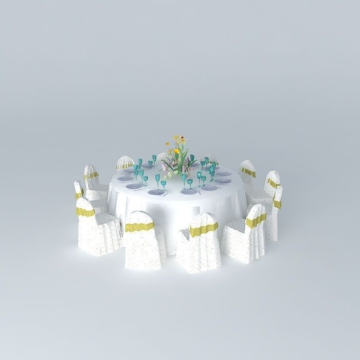 Feast table and chair Free 3D model_2