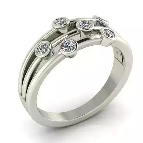 Unique engagement ring with gems 3D print model