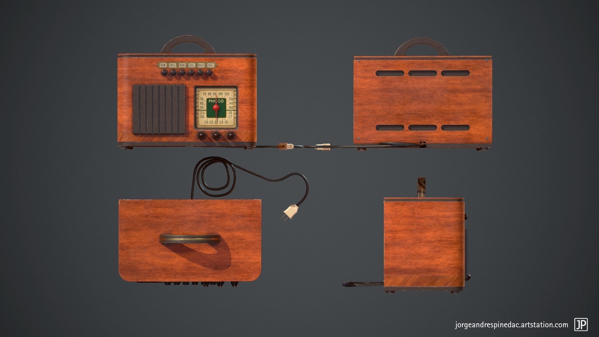 Vintage Radio - Game Ready Low-poly 3D model_8
