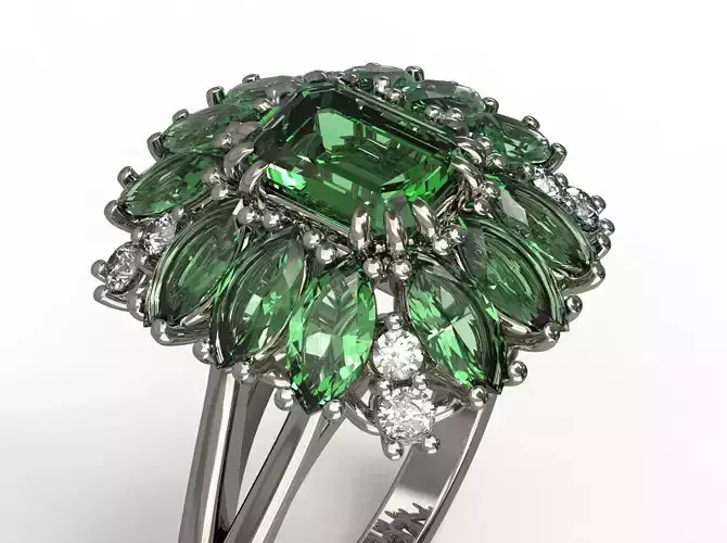 Jewelry ring with emerald stone