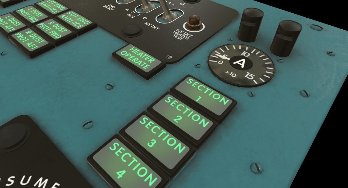 Mi-8MT Mi-17MT Left Overhead Panels Board English Low-poly 3D model_4