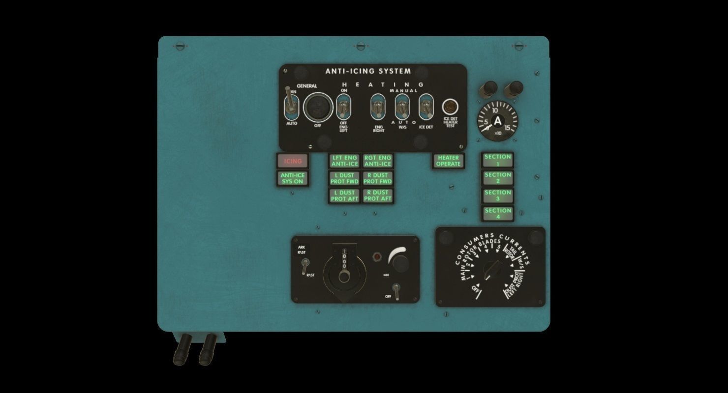 Mi-8MT Mi-17MT Left Overhead Panels Board English Low-poly 3D model_1
