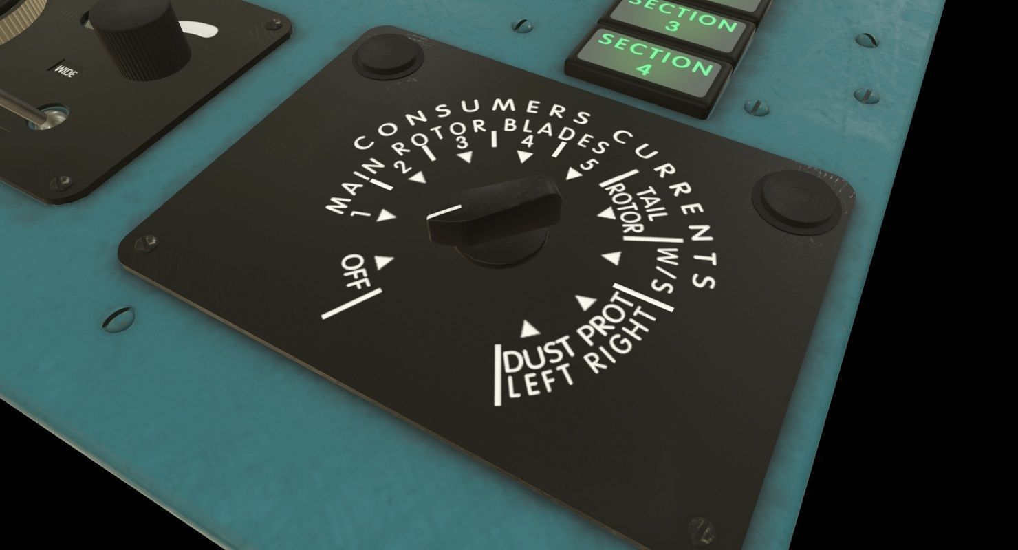 Mi-8MT Mi-17MT Left Overhead Panels Board English Low-poly 3D model_3