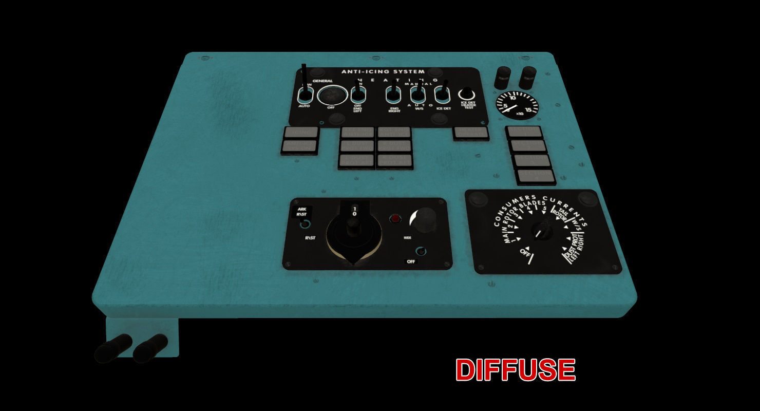 Mi-8MT Mi-17MT Left Overhead Panels Board English Low-poly 3D model_14