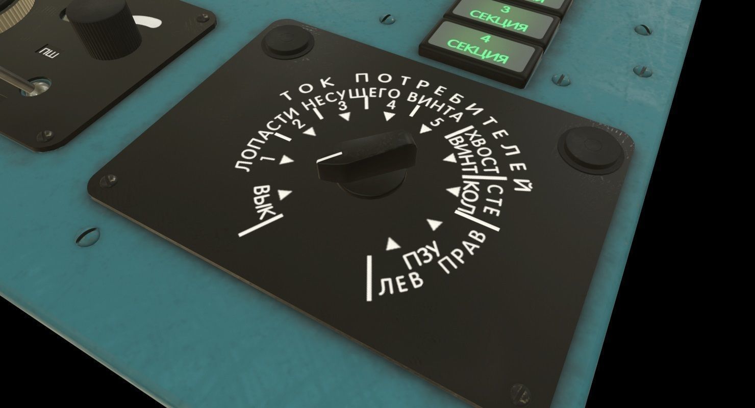 Mi-8MT Mi-17MT Left Overhead Panels Board Russian Low-poly 3D model_3