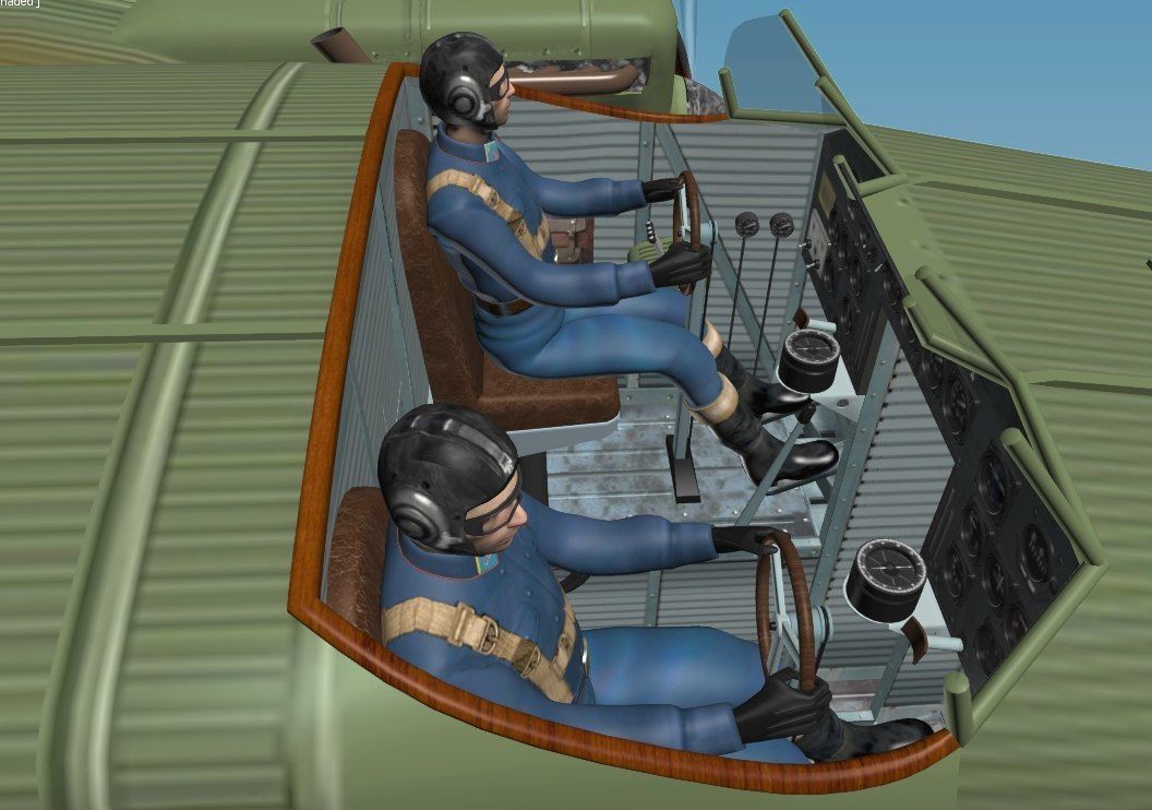 TB-3 russian biplane with propellers flying in sky 3D model_16