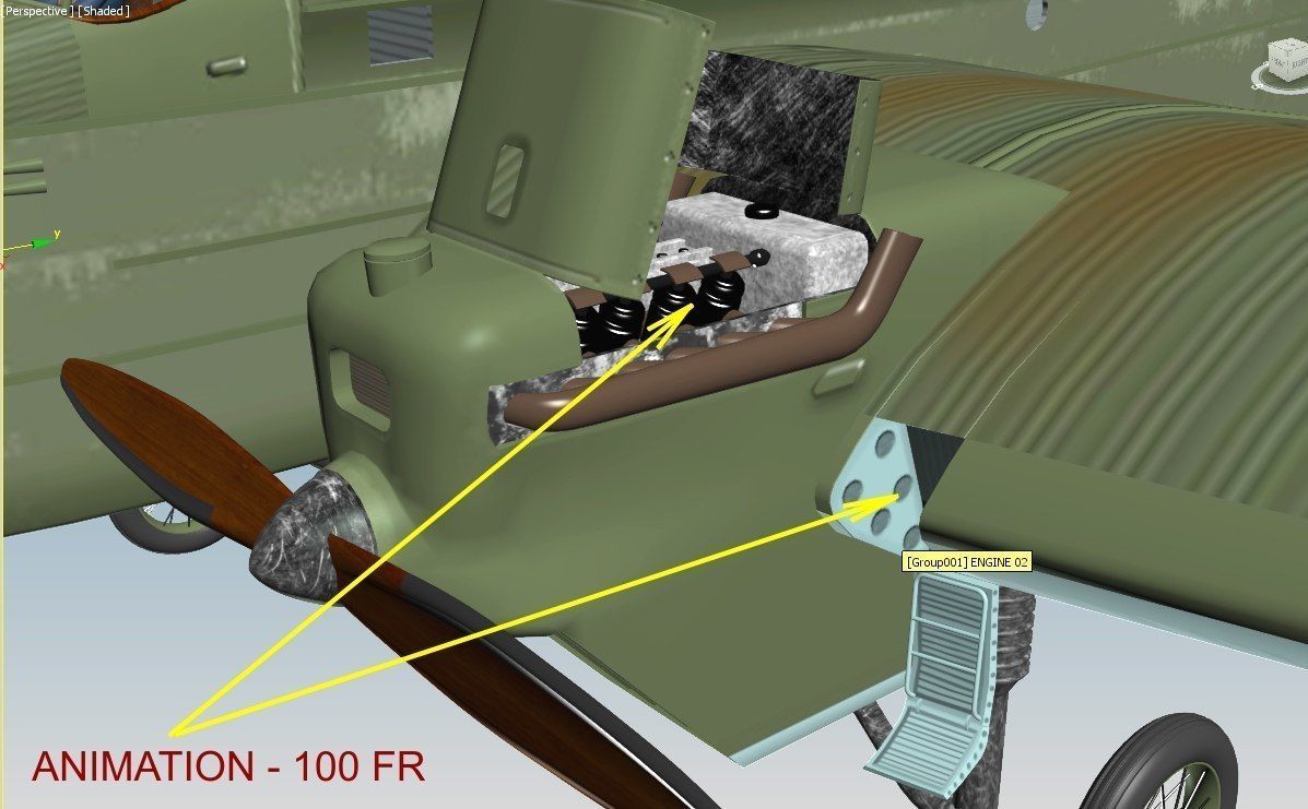 TB-3 russian biplane with propellers flying in sky 3D model_9