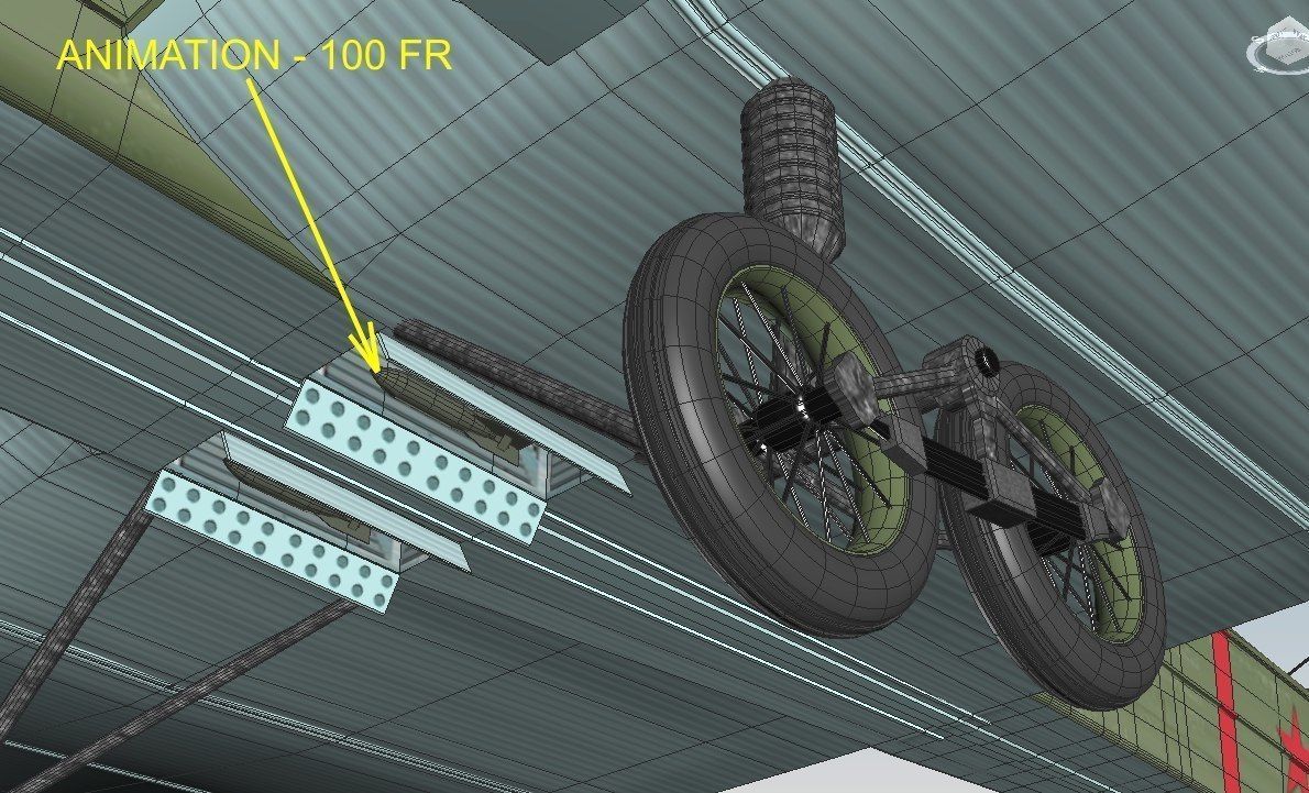 TB-3 russian biplane with propellers flying in sky 3D model_12