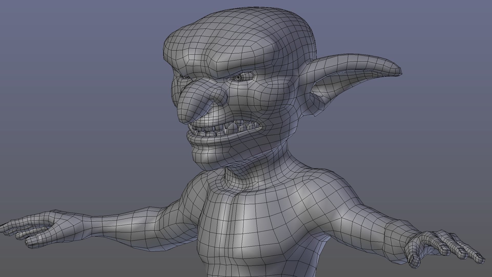 Goblin demon with angry face Low-poly 3D model_4