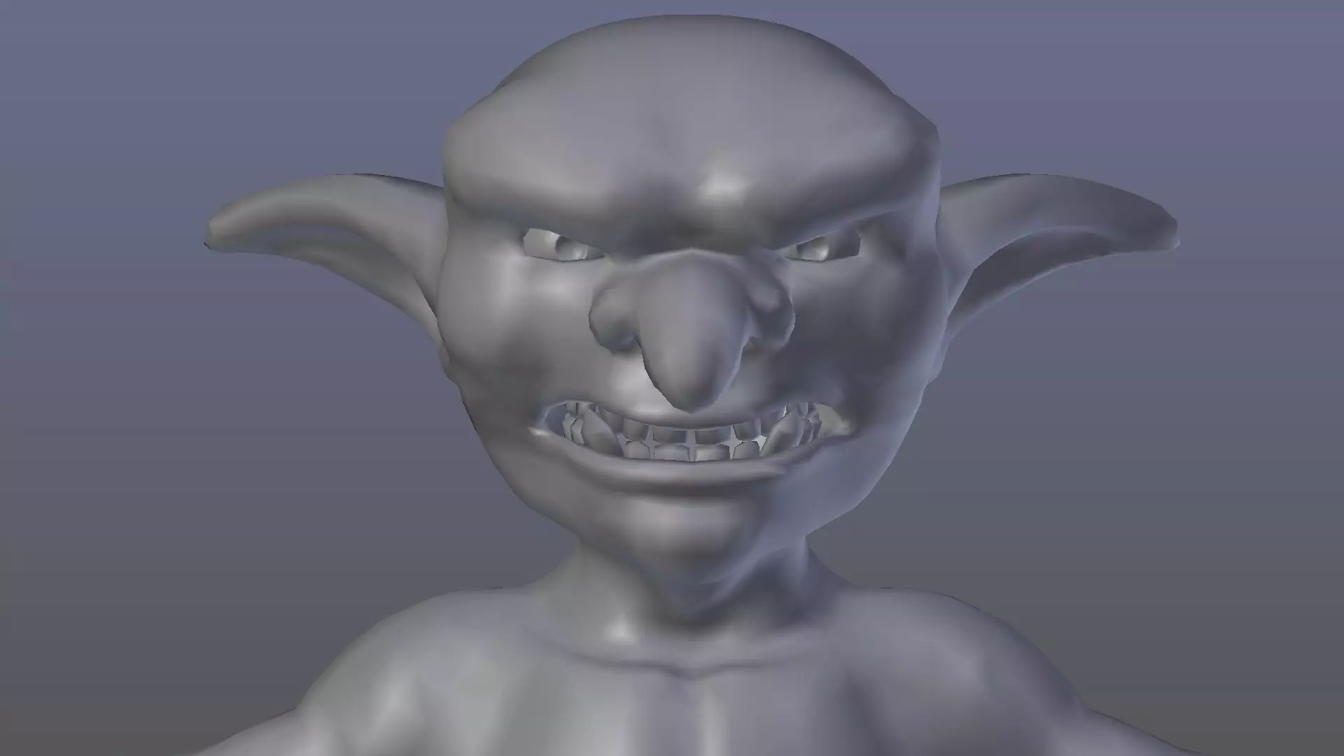 Goblin demon with angry face Low-poly 3D model_0