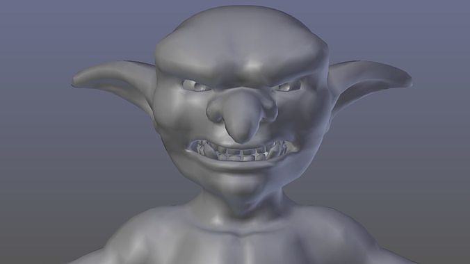 Goblin demon with angry face Low-poly 3D model