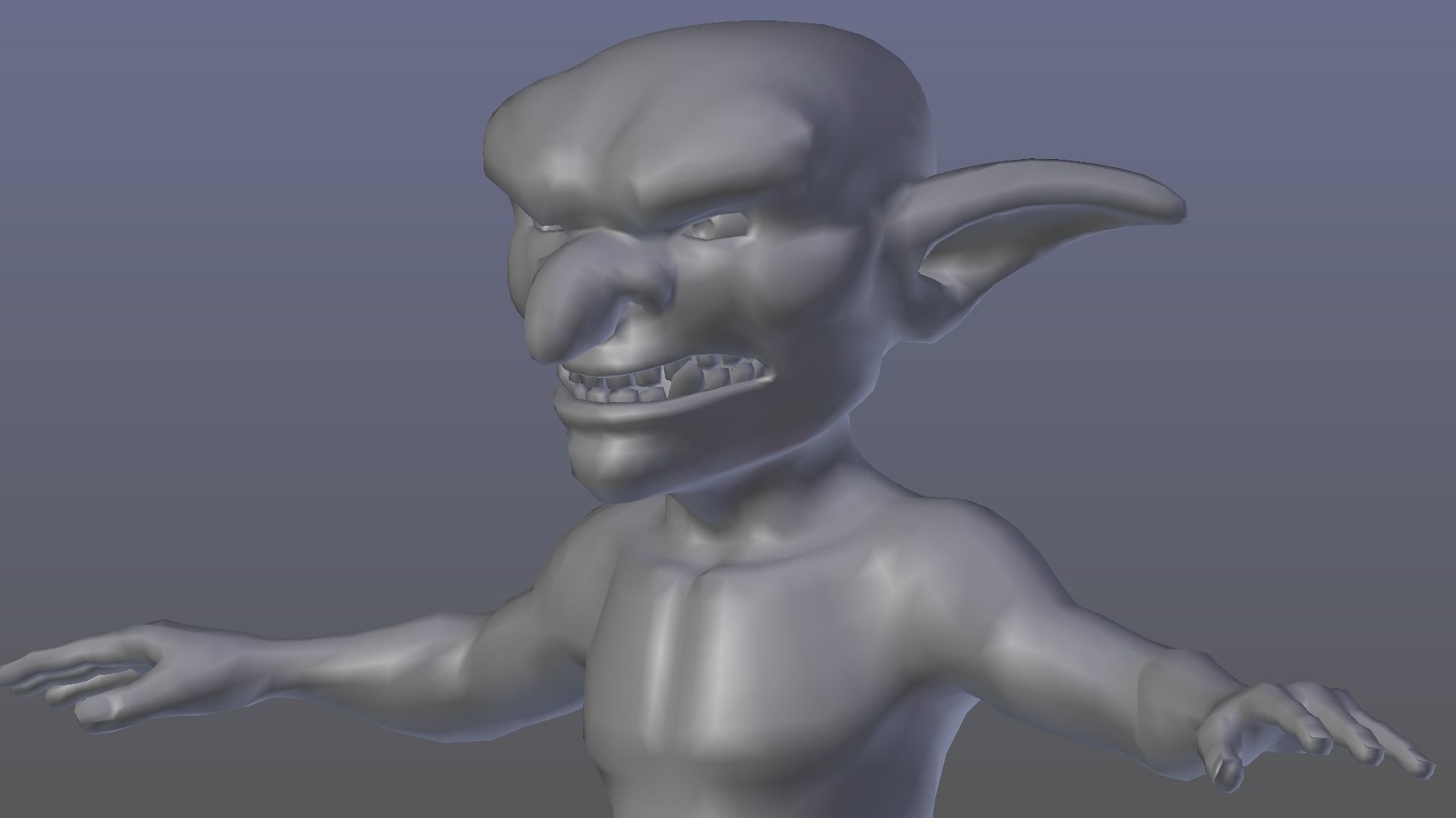 Goblin demon with angry face Low-poly 3D model_5