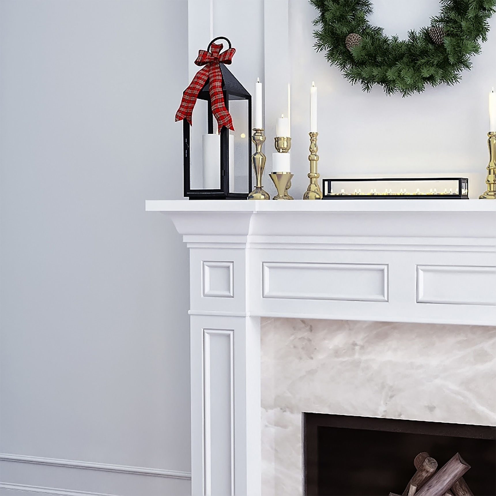 Fireplace 1 christmas wreath animation 3D model_1