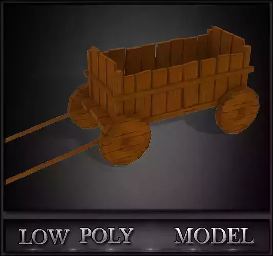 Trolley Low Poly wooden wagon