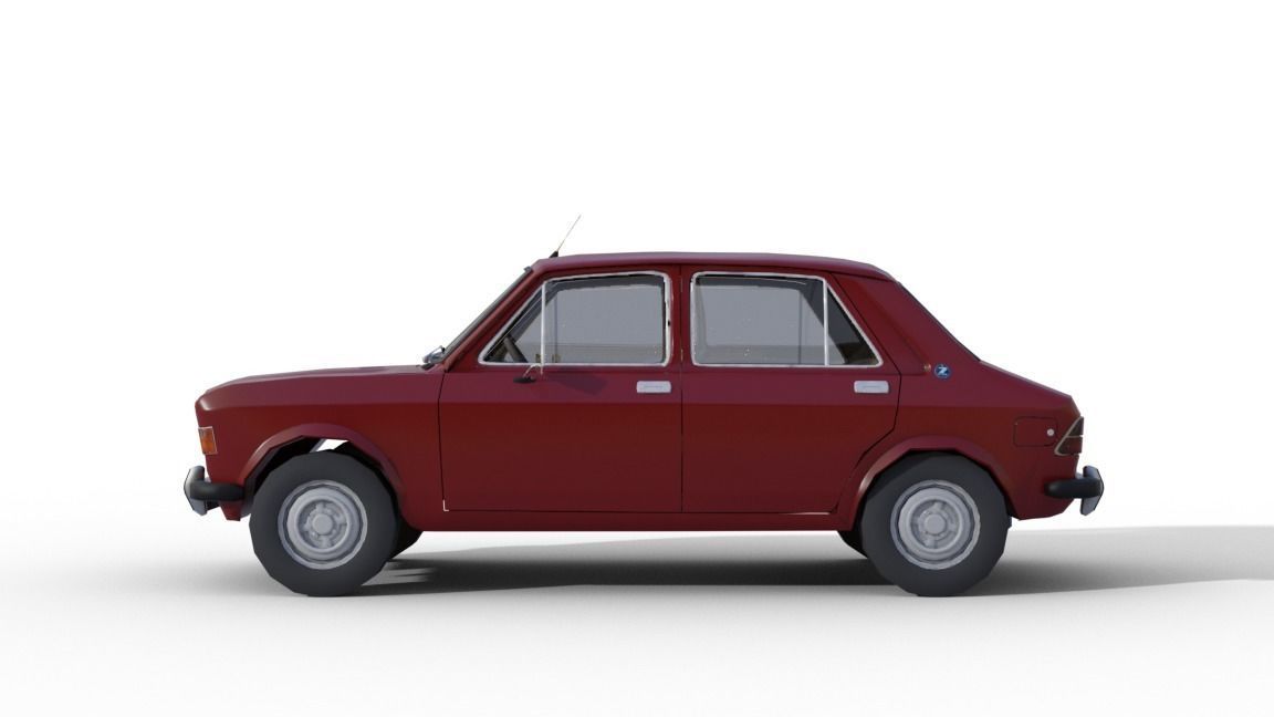 Zastava 101 Red Car Low Poly Low-poly 3D model_4