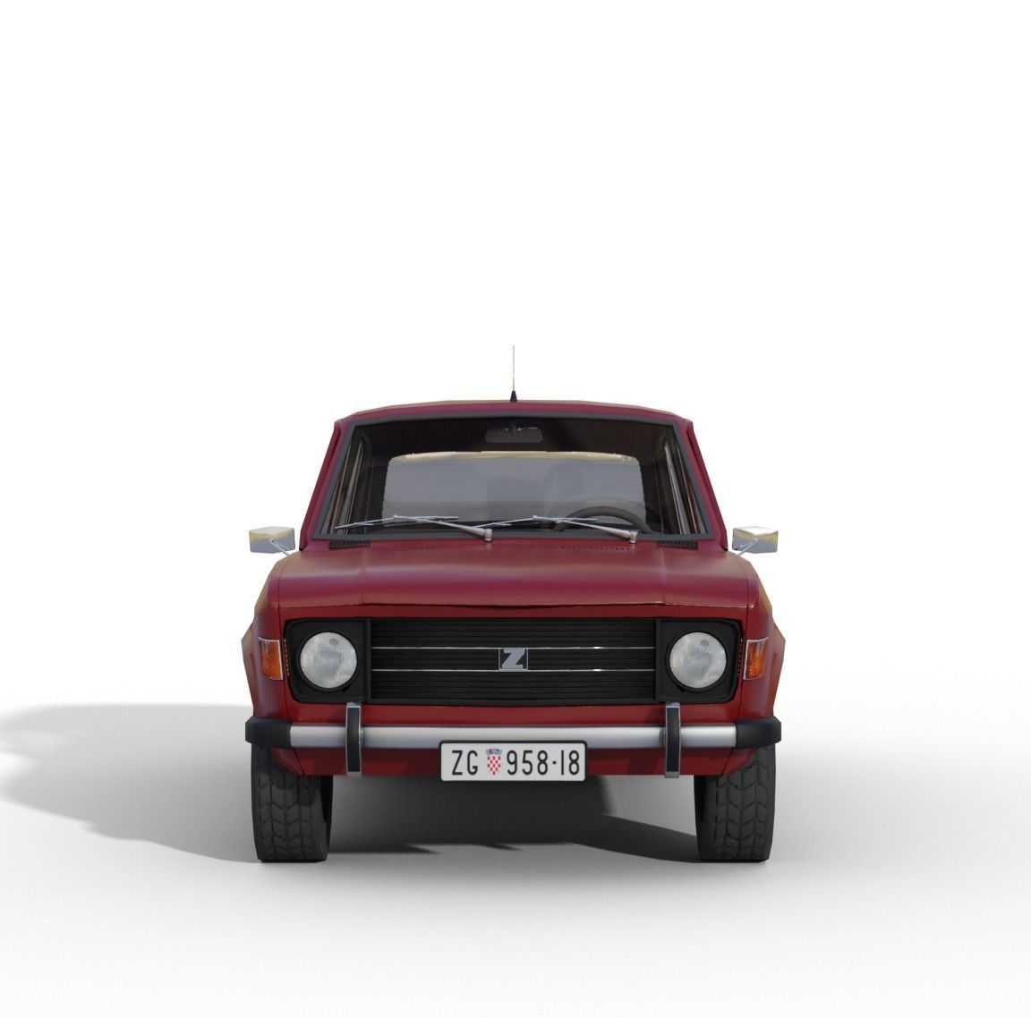 Zastava 101 Red Car Low Poly Low-poly 3D model_5