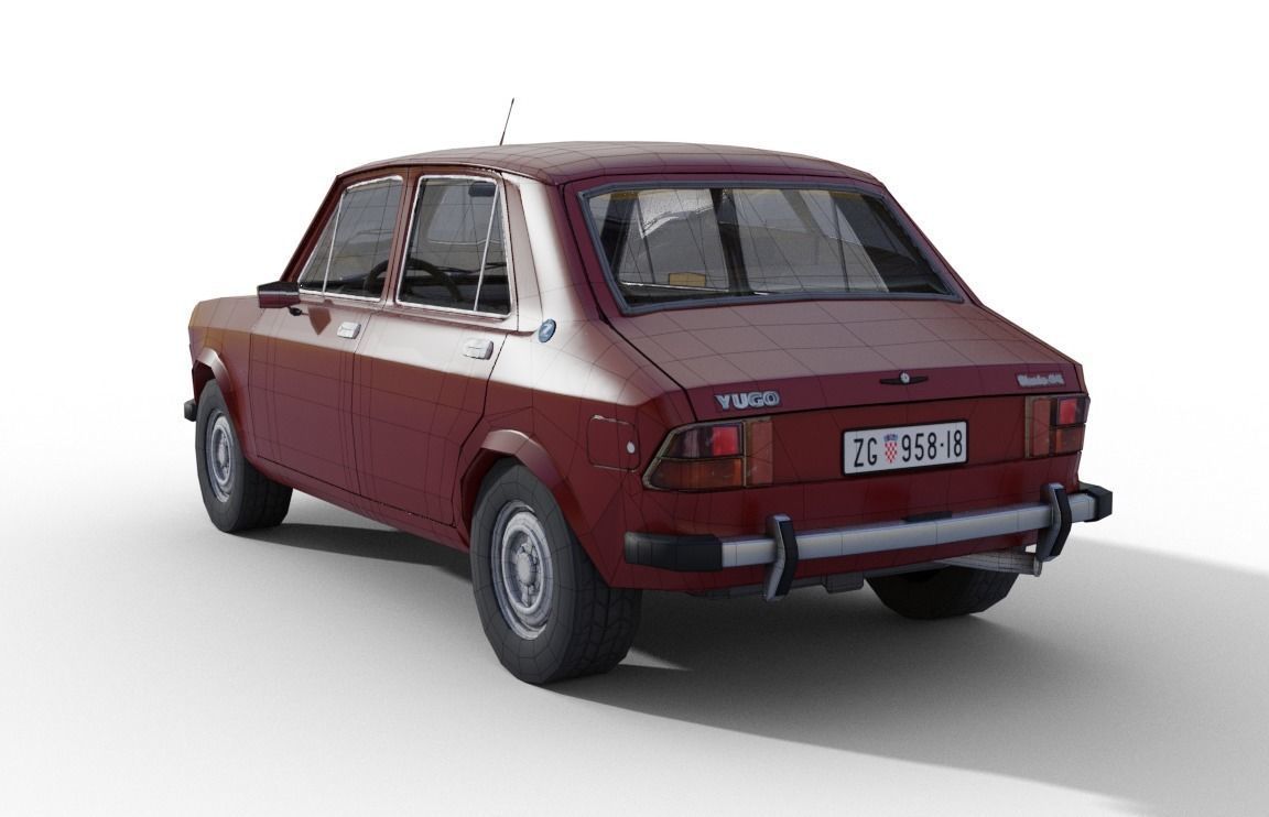 Zastava 101 Red Car Low Poly Low-poly 3D model_8