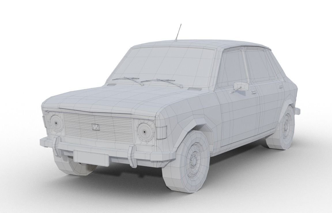 Zastava 101 Red Car Low Poly Low-poly 3D model_2