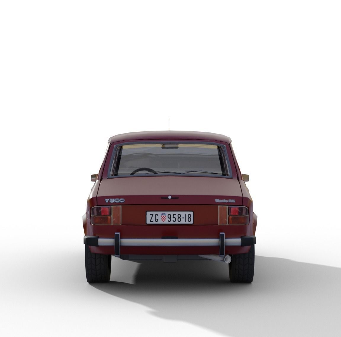 Zastava 101 Red Car Low Poly Low-poly 3D model_6