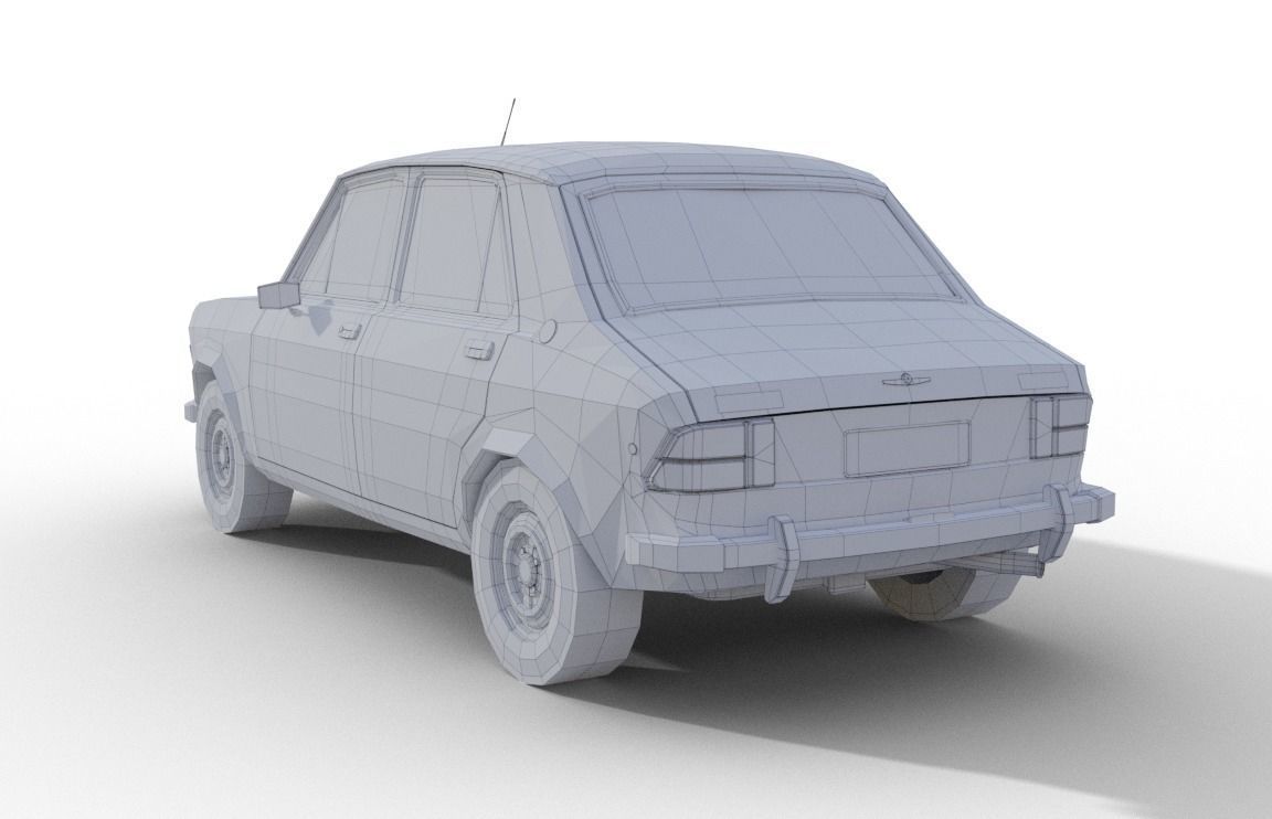 Zastava 101 Red Car Low Poly Low-poly 3D model_3