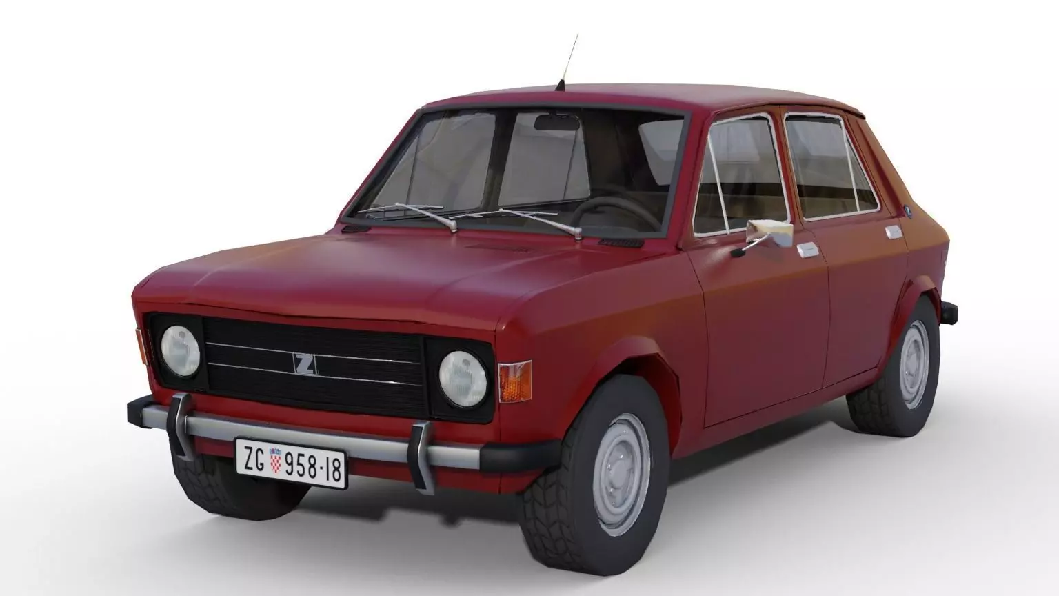 Zastava 101 Red Car Low Poly Low-poly 3D model_0