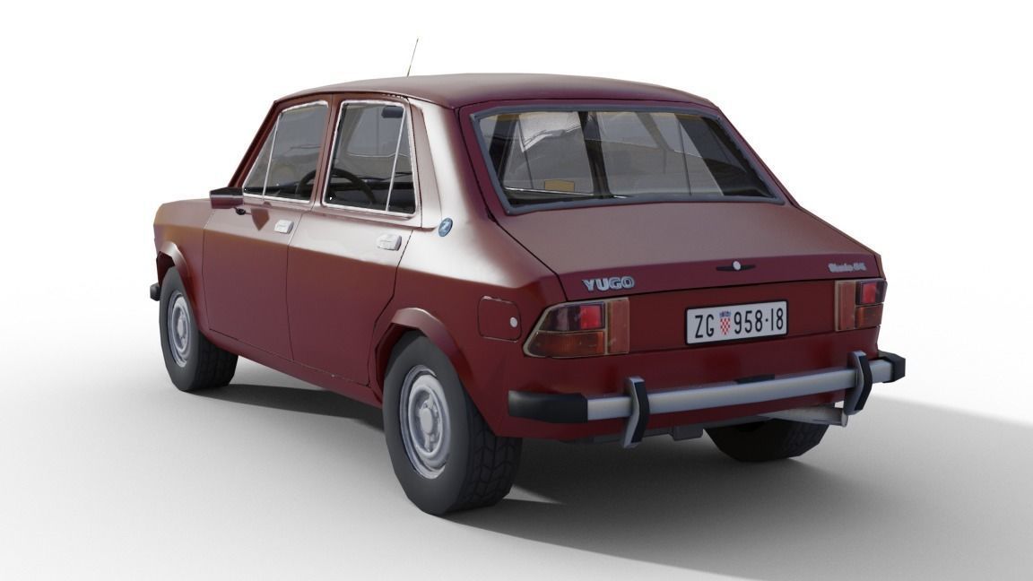 Zastava 101 Red Car Low Poly Low-poly 3D model_1