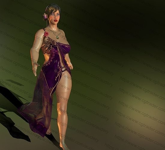 realistic woman in dress Low-poly 3D model