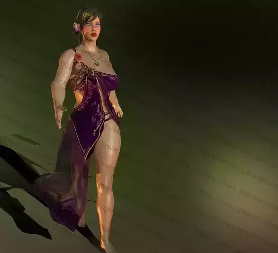 realistic woman in dress Low-poly 3D model