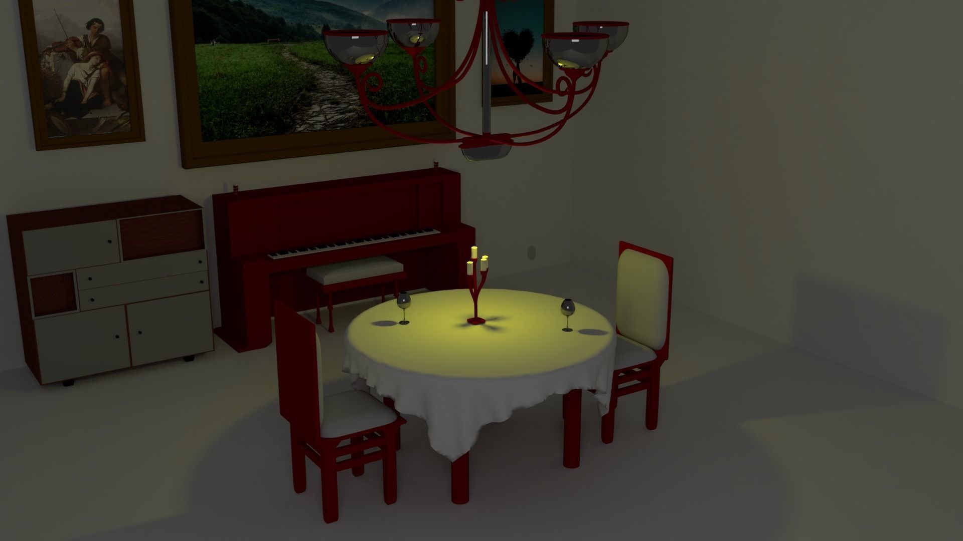 candlelit dinner Free 3D model_1