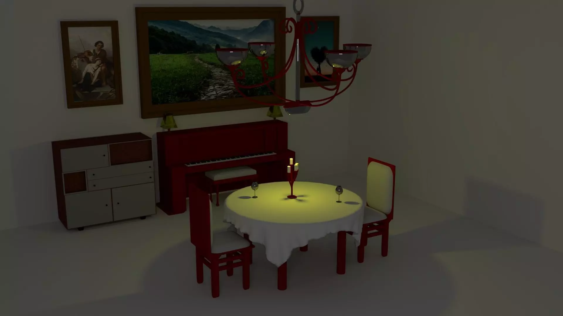 candlelit dinner Free 3D model_0