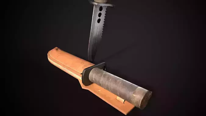 Army Knife with case Low-poly 3D model