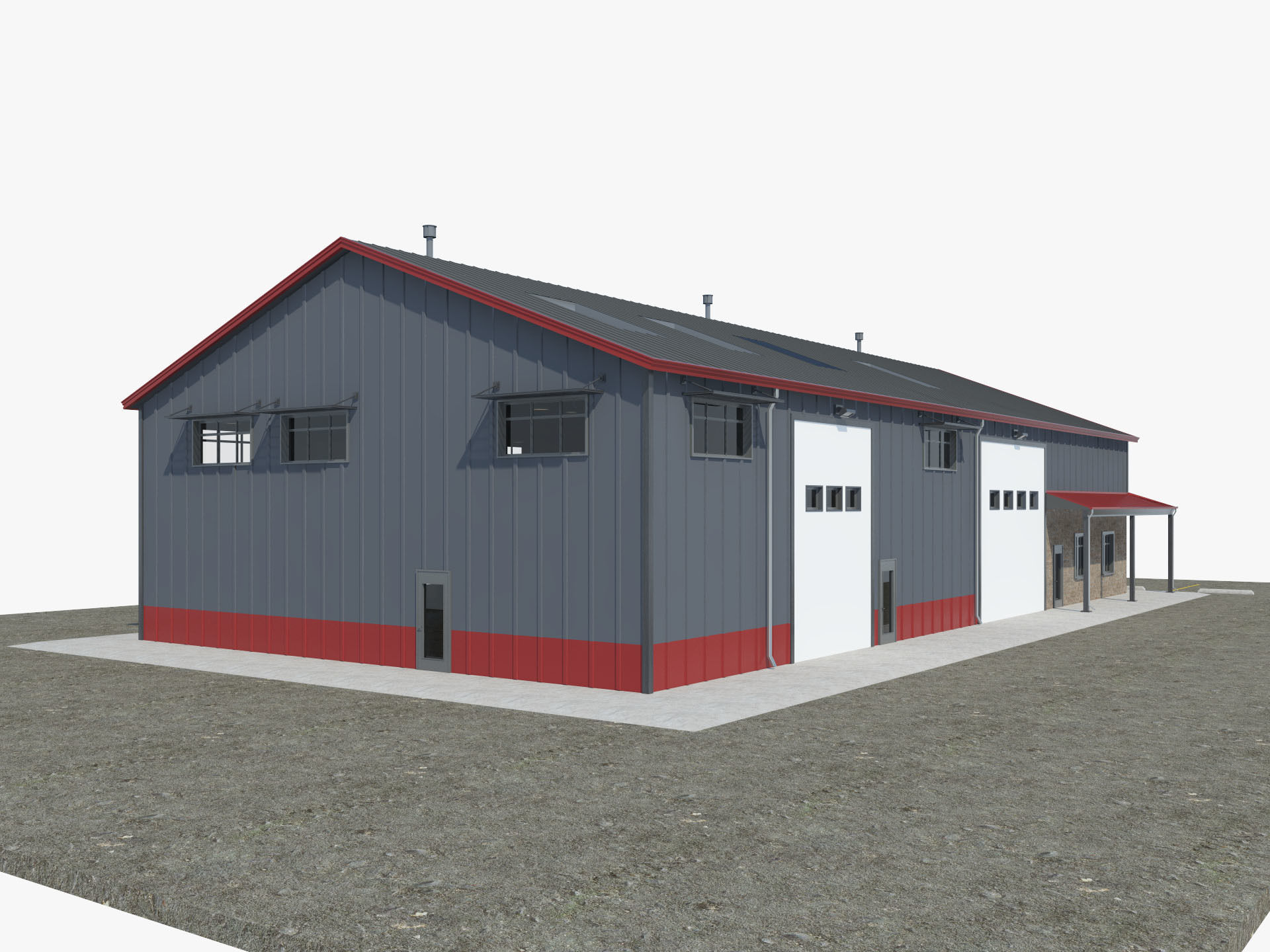 Warehouse Office interior and exterior 3D model_4