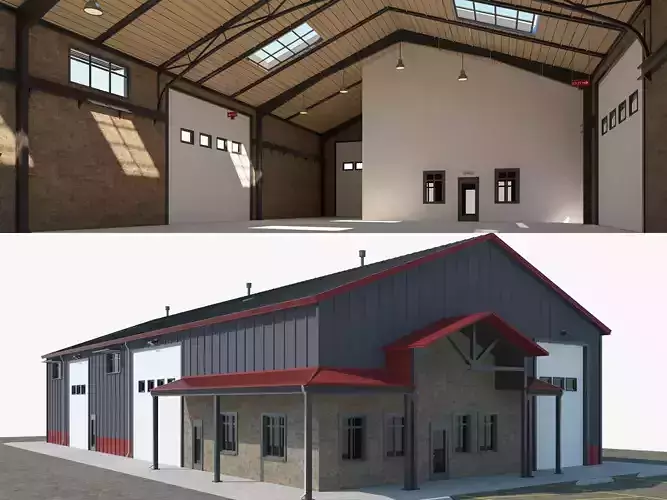 Warehouse Office interior and exterior 3D model