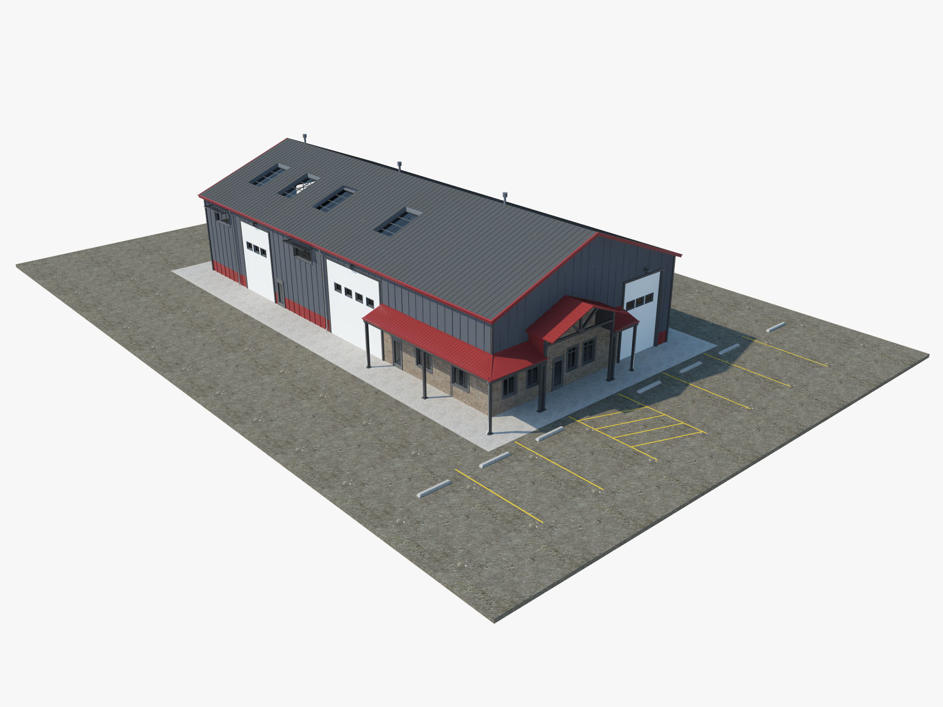 Warehouse Office interior and exterior 3D model_8