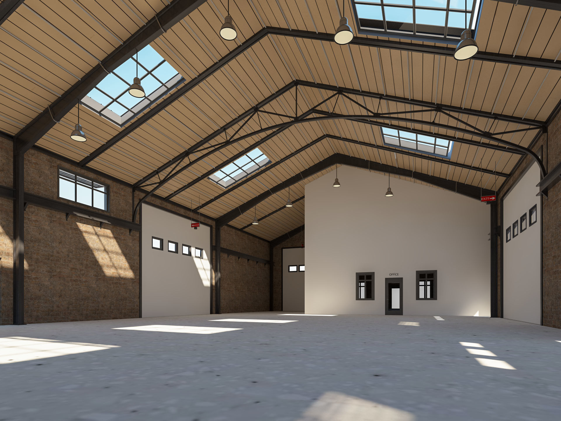Warehouse Office interior and exterior 3D model_3