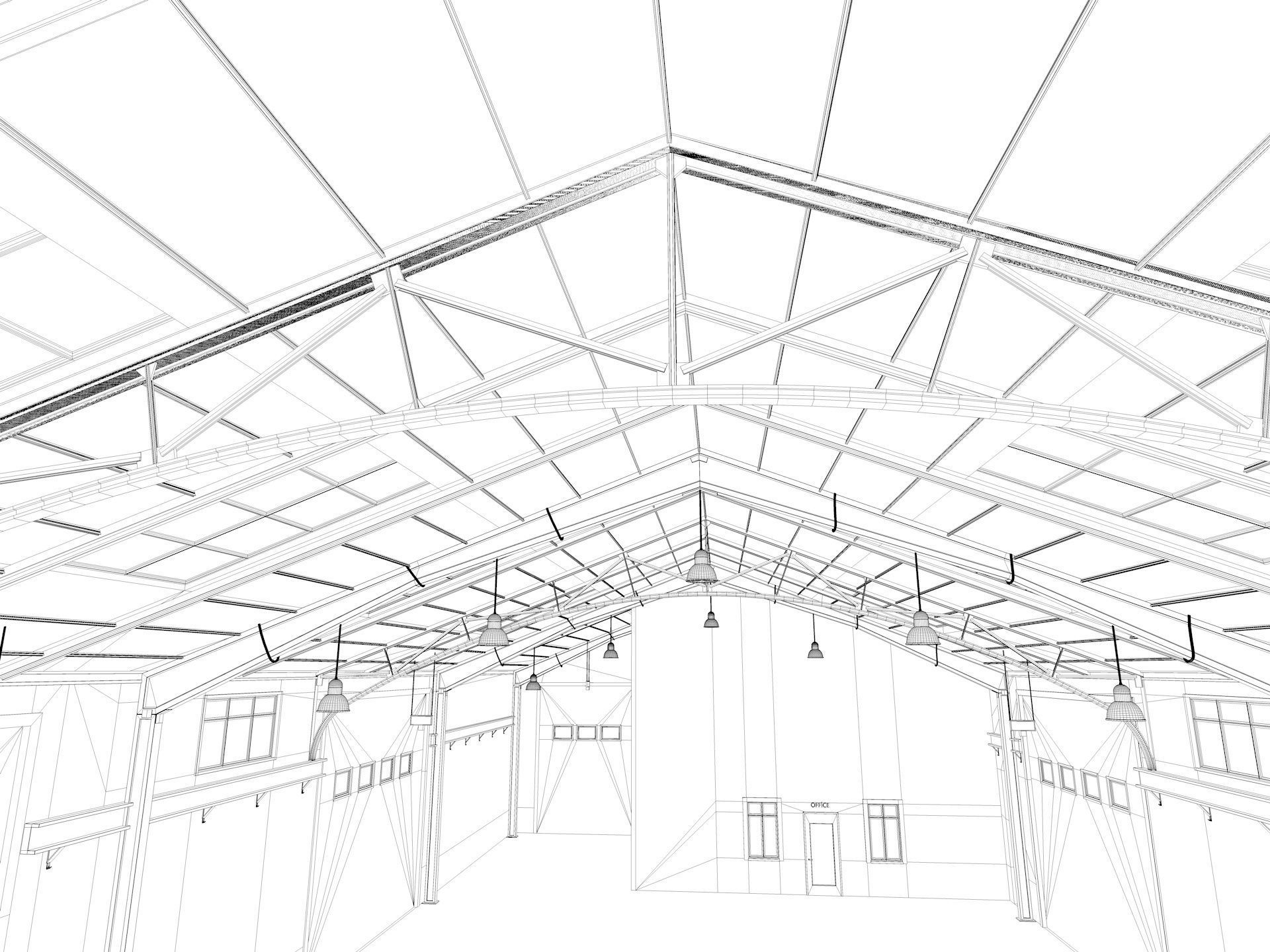 Warehouse Office interior and exterior 3D model_17