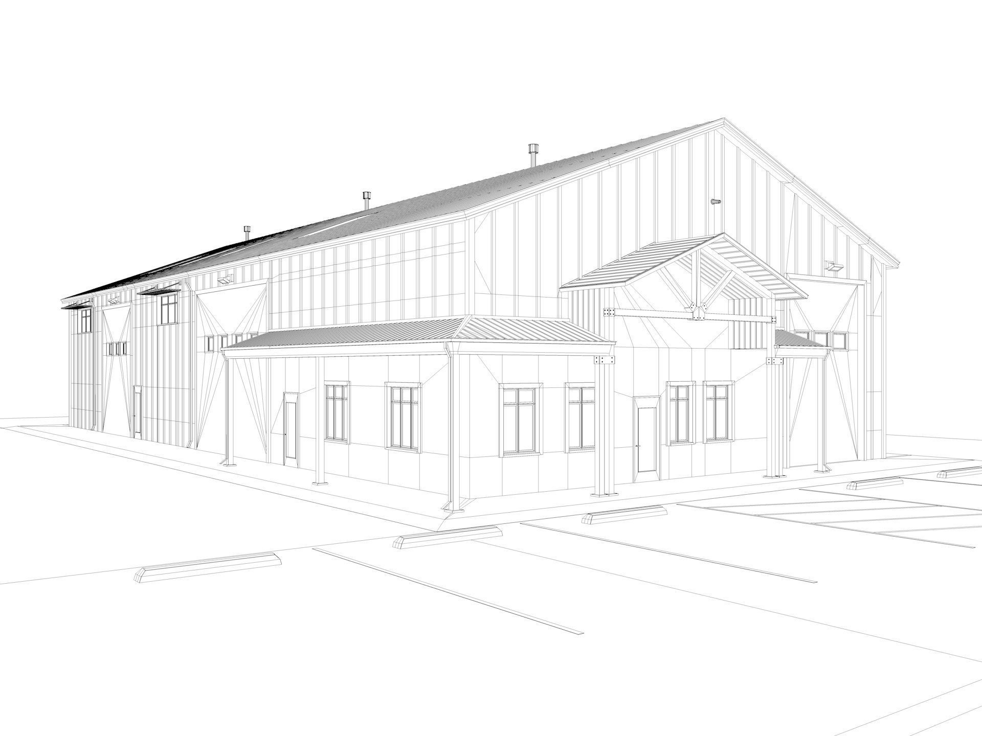 Warehouse Office interior and exterior 3D model_12