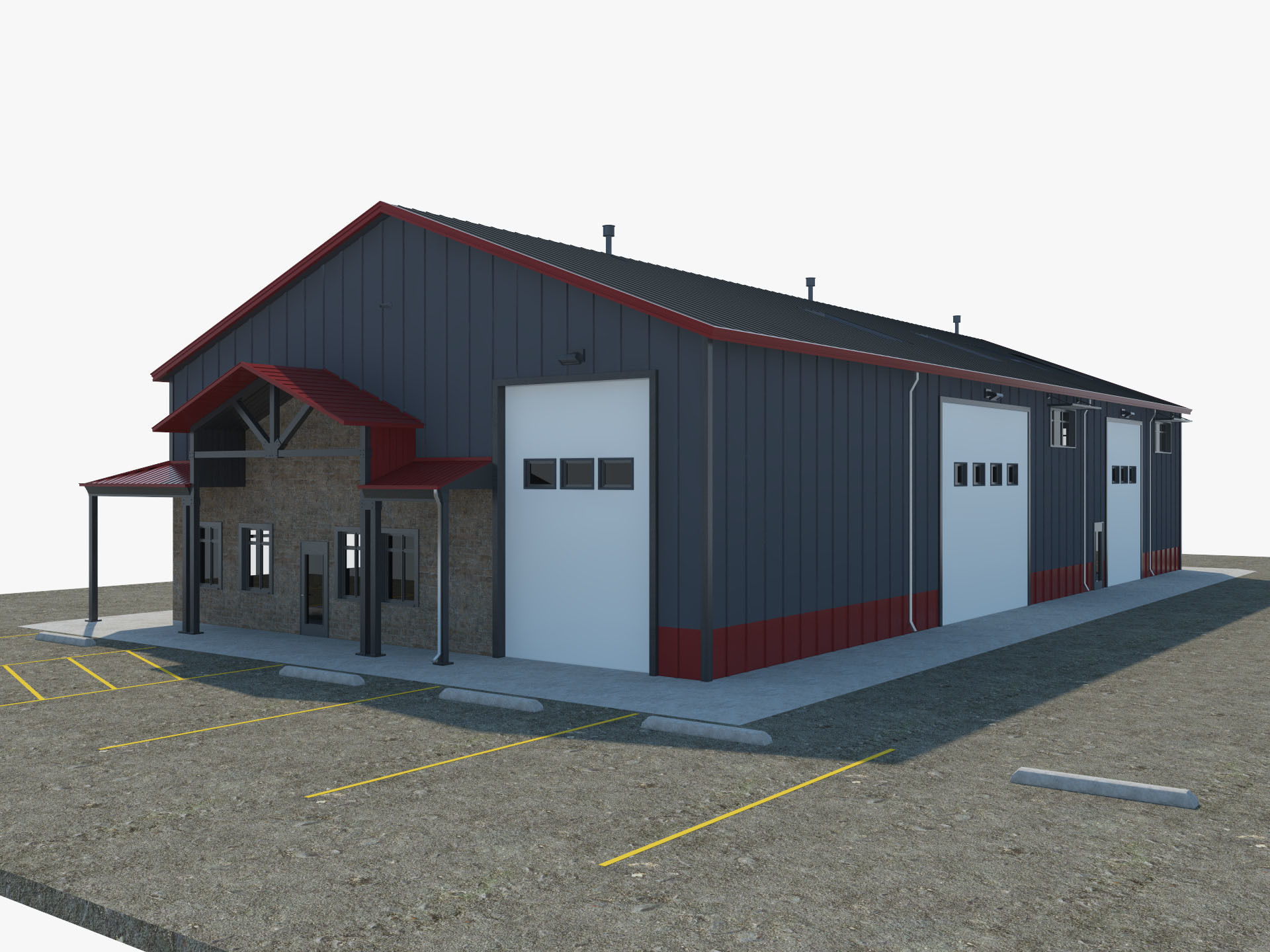 Warehouse Office interior and exterior 3D model_6