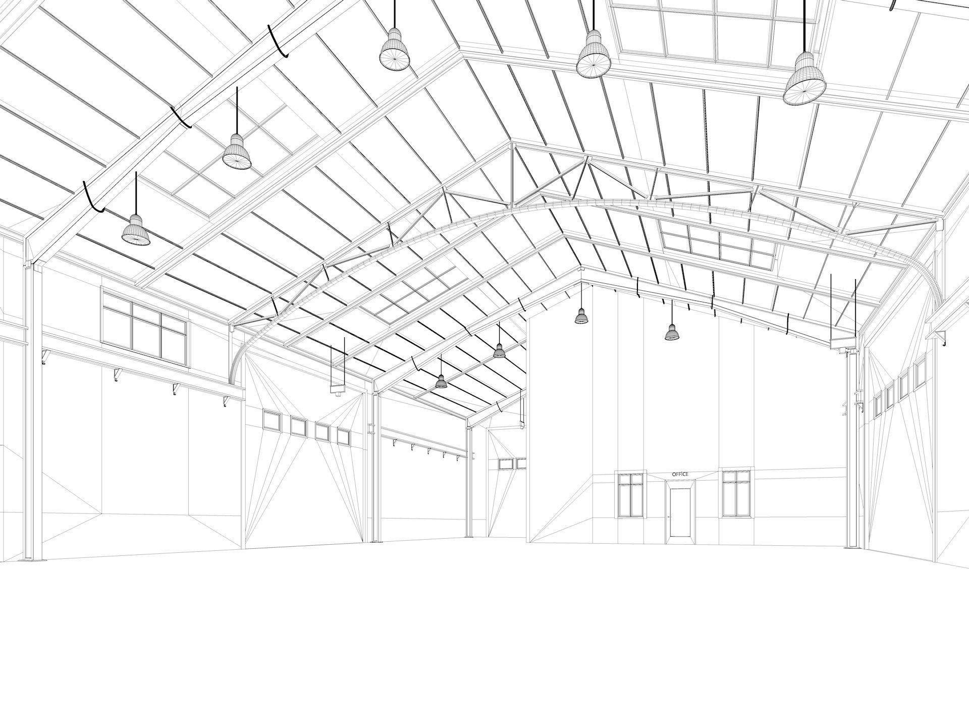 Warehouse Office interior and exterior 3D model_11