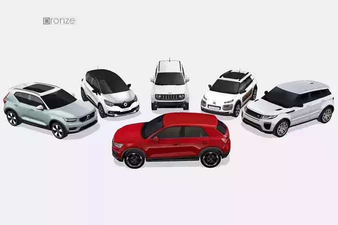 Compact SUV 6 car colection 3D Model Collection