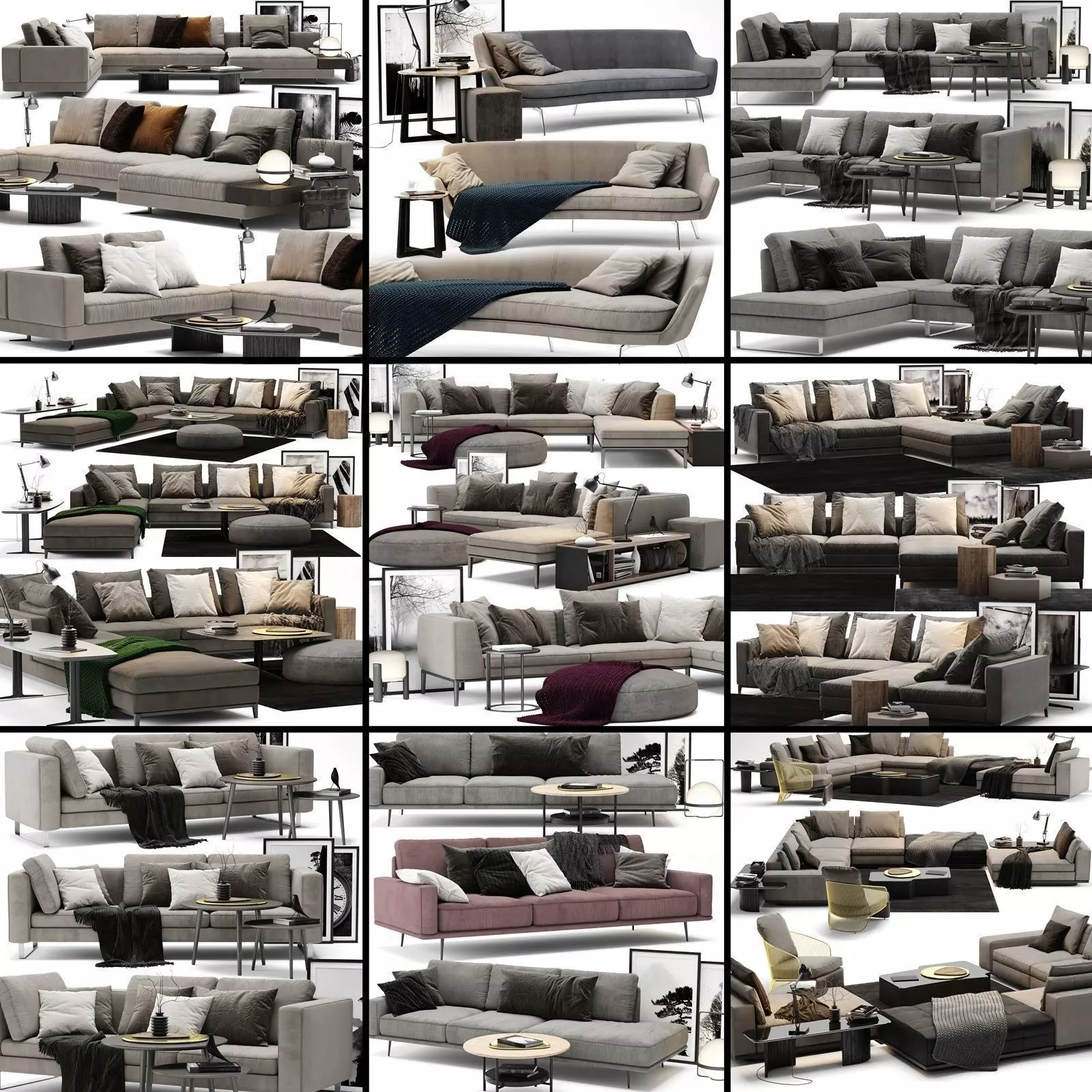Sofa Colection 01 - 10 Items 3D model_0