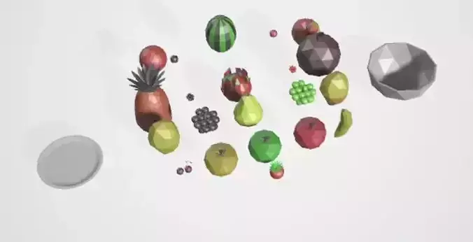 Polygonal fruits Low-poly 3D model